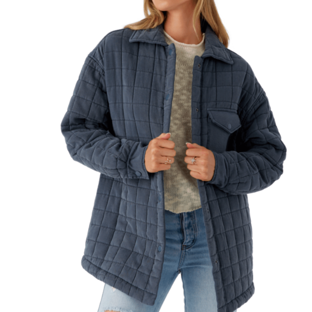 O'Neill Rya Quilted Oversized Jacket in Slate