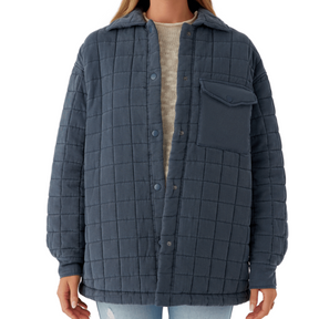 O'Neill Rya Quilted Oversized Jacket in Slate