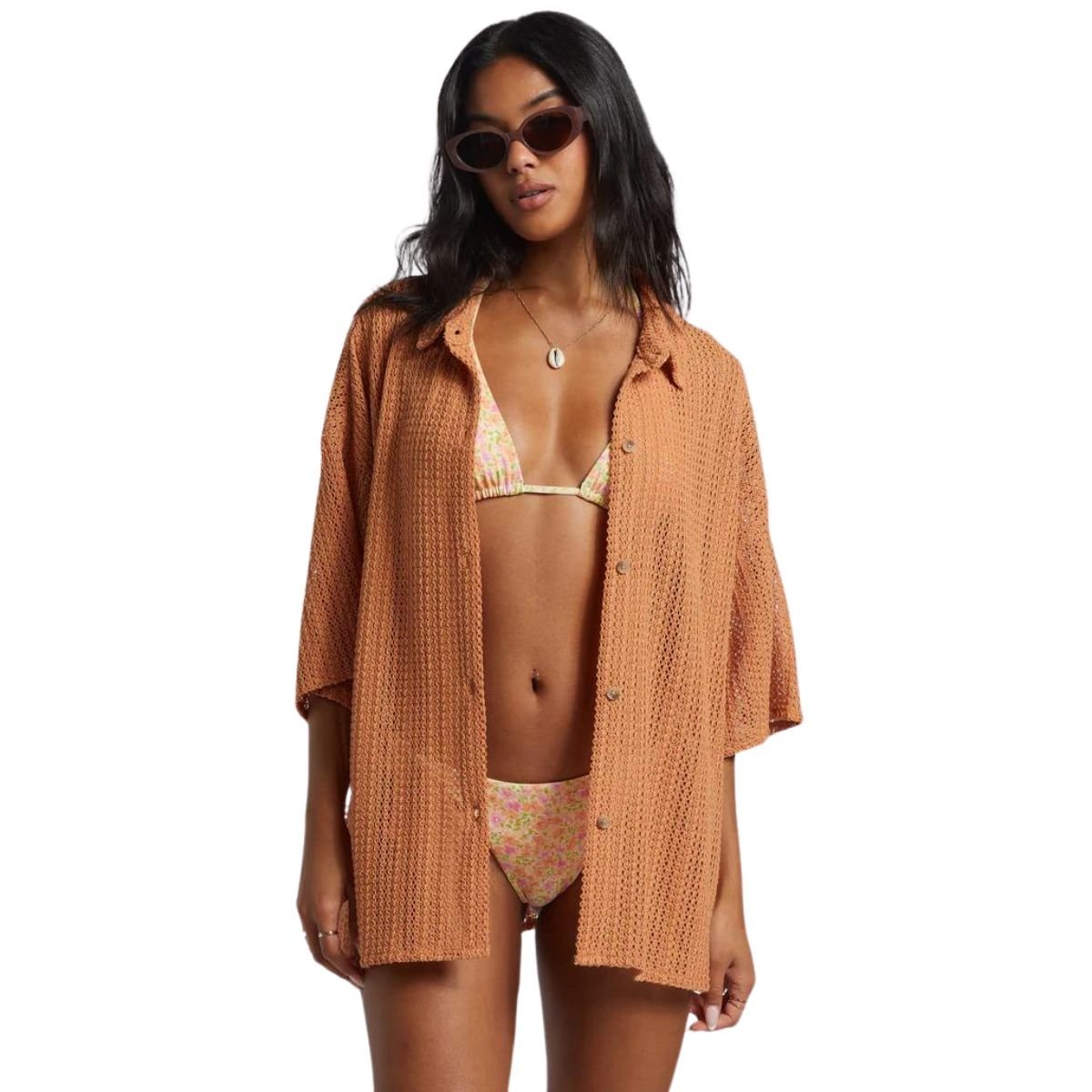 Billabong Largo Overshirt Cover Up in Toffee - BoardCo