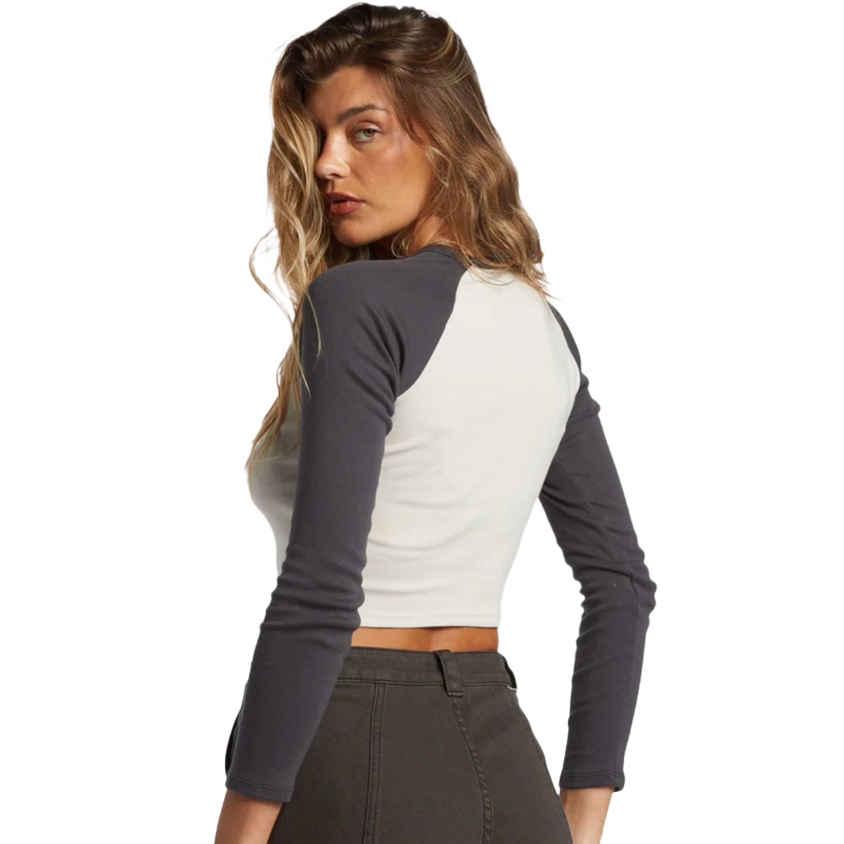 Billabong Mystic Wave Long Sleeve Cropped Tee in White Cap - BoardCo