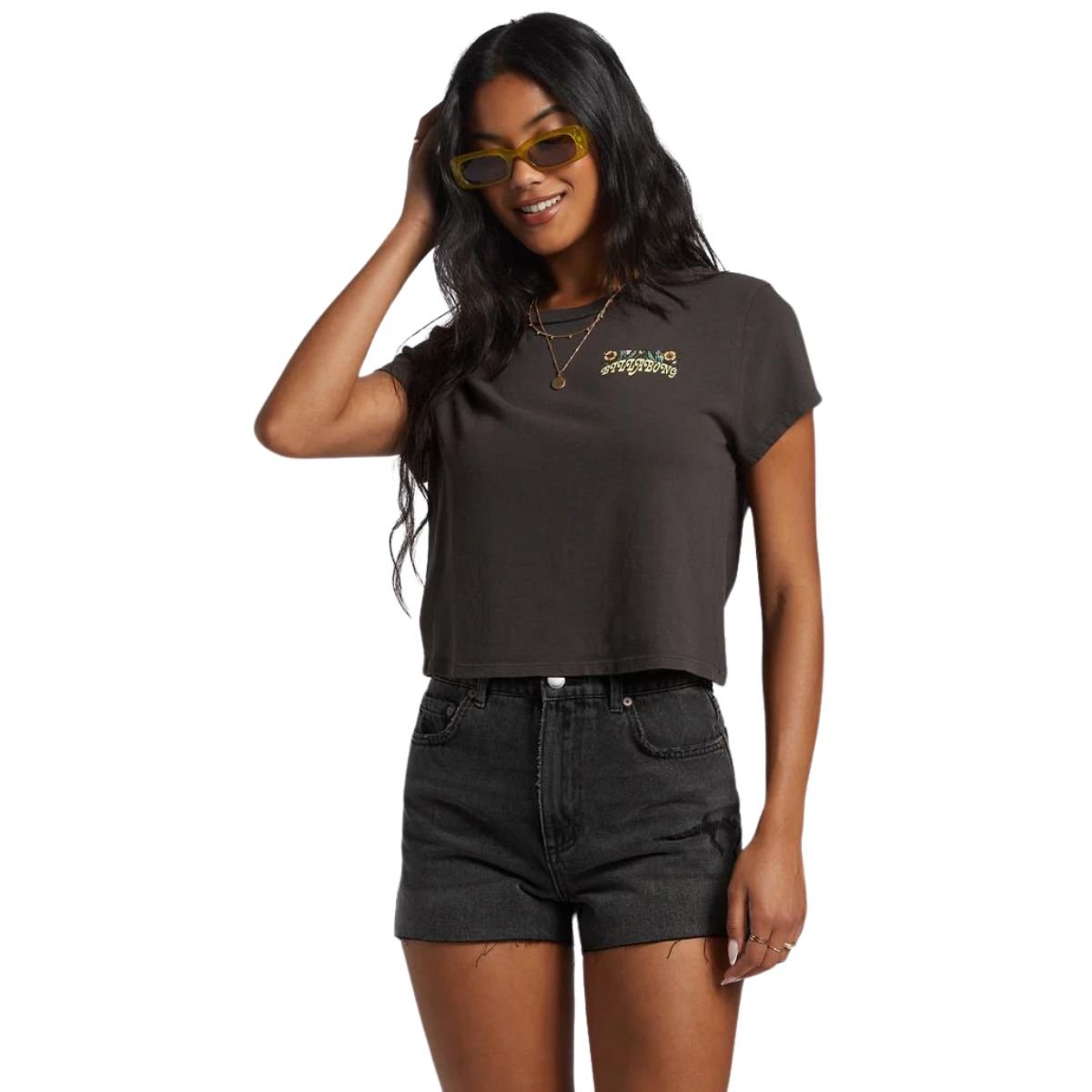 Billabong Season Of The Sun Cropped Tee in Off Black - BoardCo