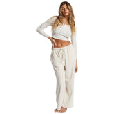 Billabong Sweet Sun Elastic Waist Wide Leg Pants in White Cap - BoardCo