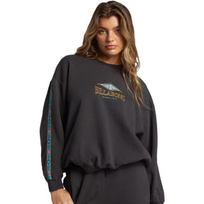 Billabong Swipe Right Kendal Crewneck Sweatshirt in Black Sands - BoardCo