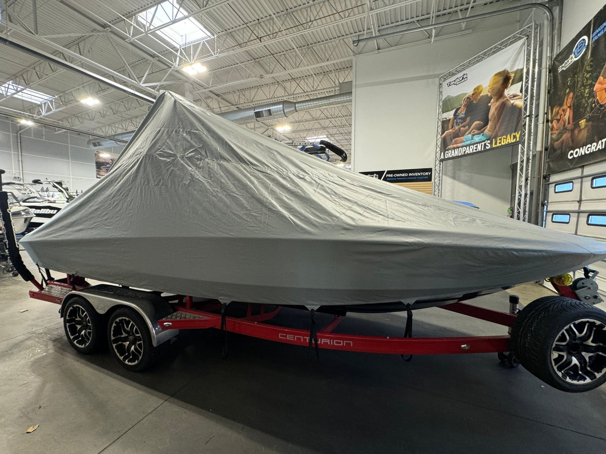 Centurion Enzo SV230 with Gladiator Tower and Factory Bimini Double Up Storage Cover - BoardCo