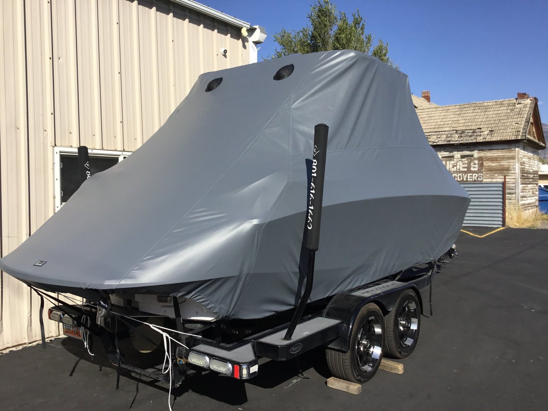 Nautique G21 with FCT14/16 Tower and FCT Bimini Double Up Storage Cover - BoardCo