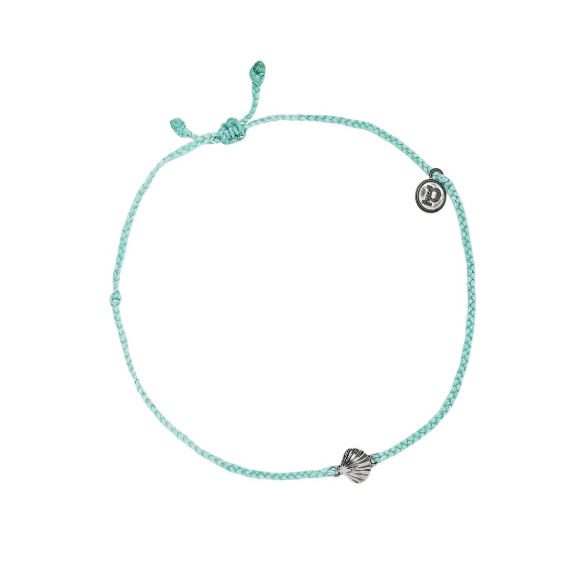 Pura Vida Scallop Charm Silver Anklet in Seafoam - BoardCo