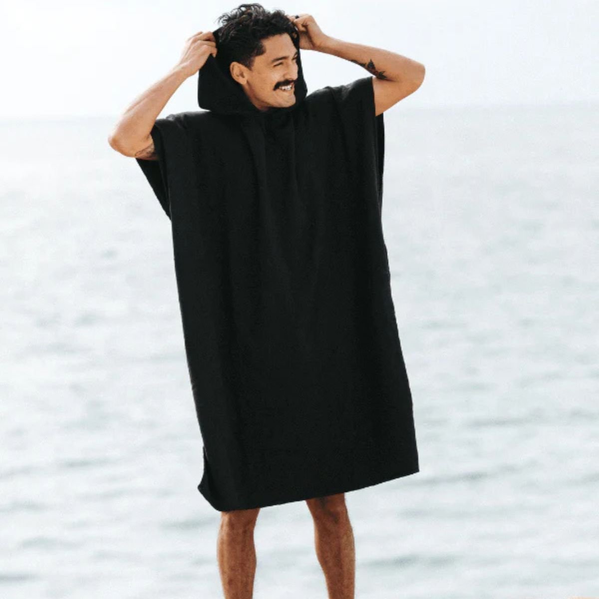 Sand Cloud Terra Hooded Poncho in Black - BoardCo