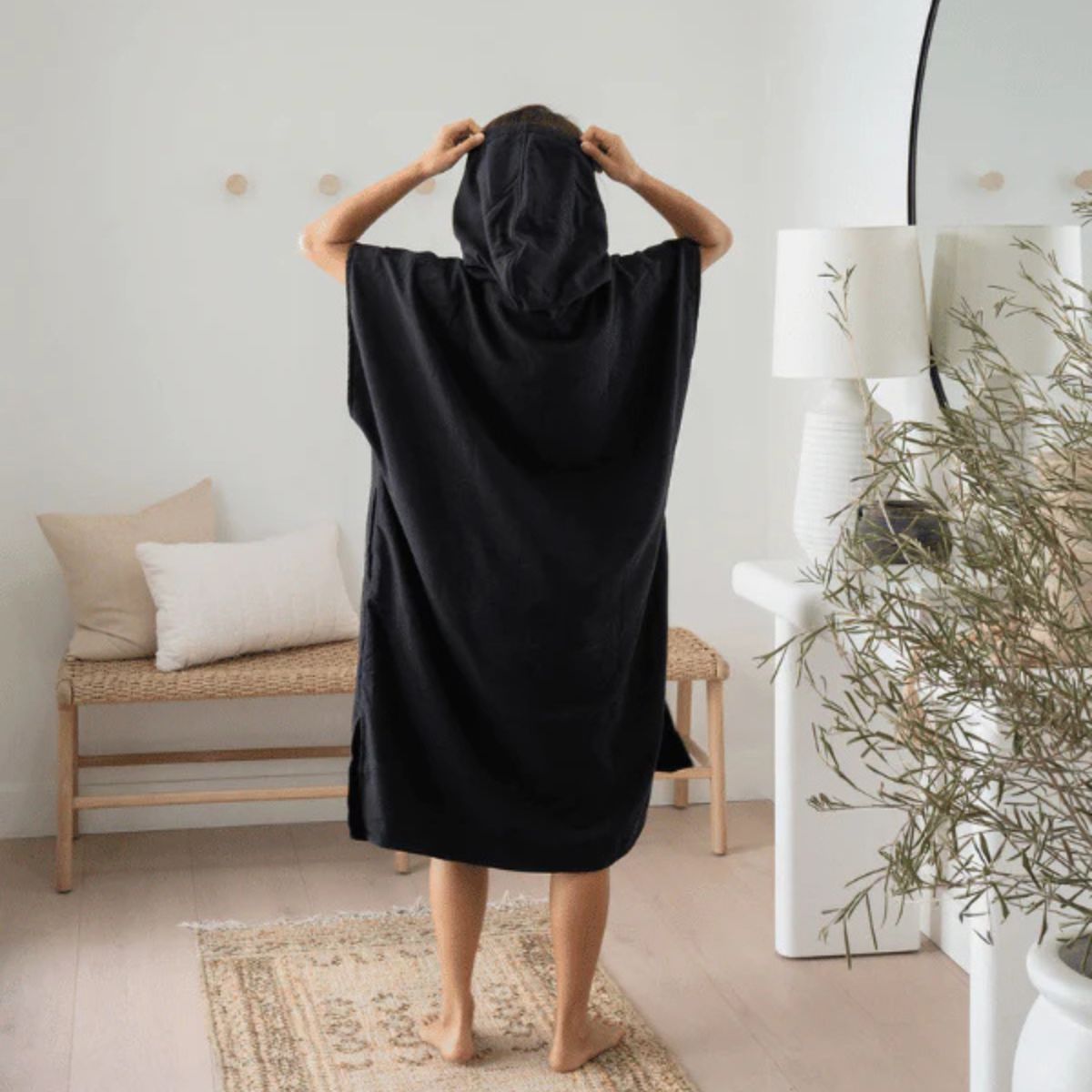 Sand Cloud Terra Hooded Poncho in Black - BoardCo