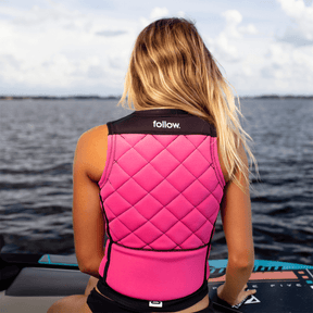 Follow Stow Comp Wake Vest 2022 in Black/Pink - BoardCo