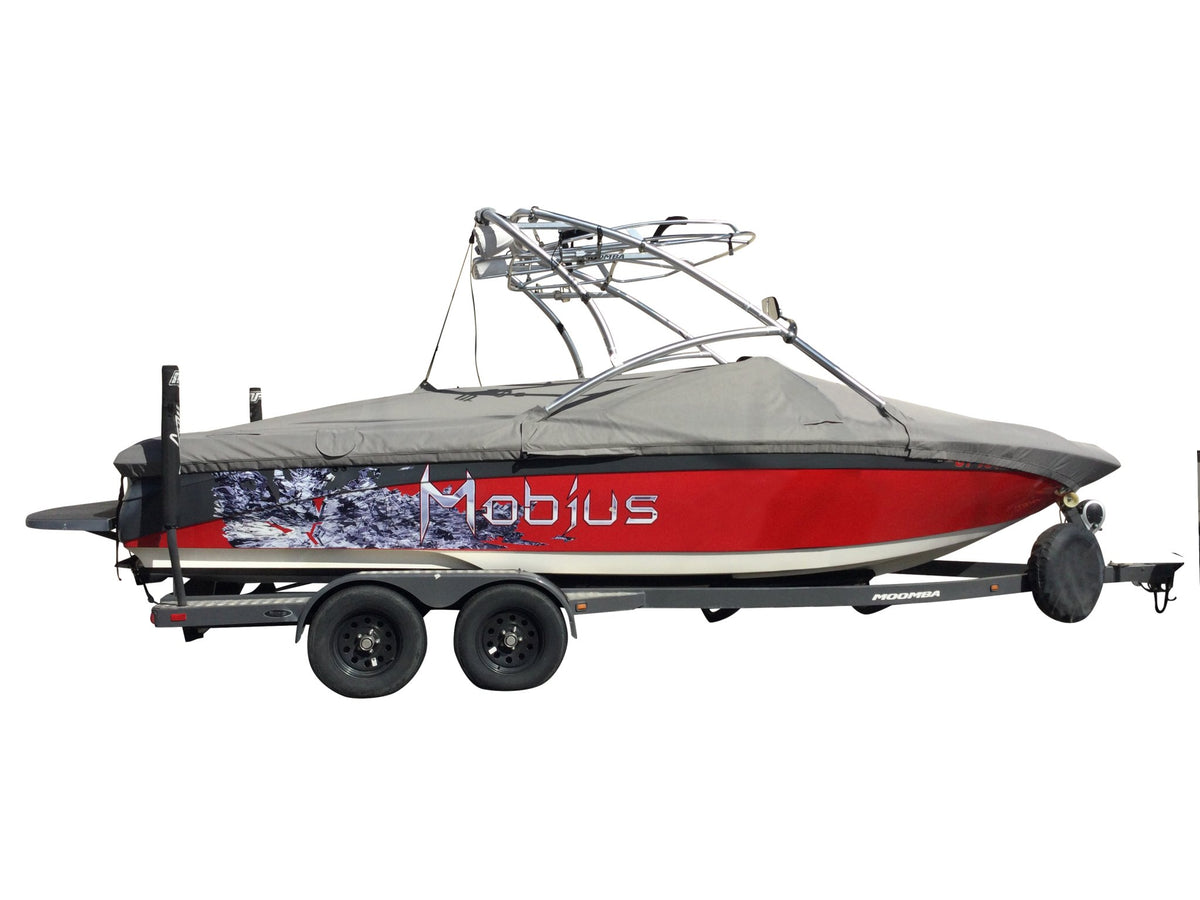 Moomba Mobius XLV with Rad-a-Cage 3 Tower Cinch Cover - BoardCo