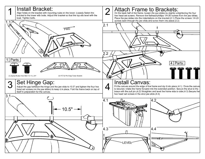 Moomba Pro-Edge Tower Folding Canopy Top - BoardCo