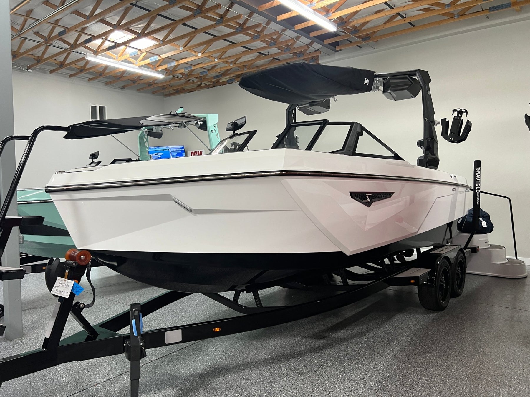 Nautique S23 with Flight Control Tower and Factory Bimini Double Up Storage Cover - BoardCo