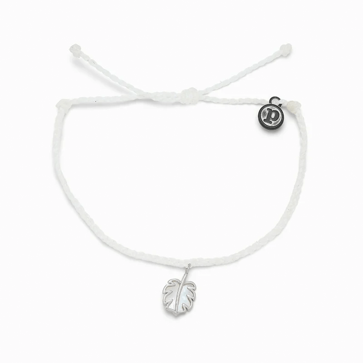 Pura Vida Mother of Pearl Monstera Silver Bracelet in White