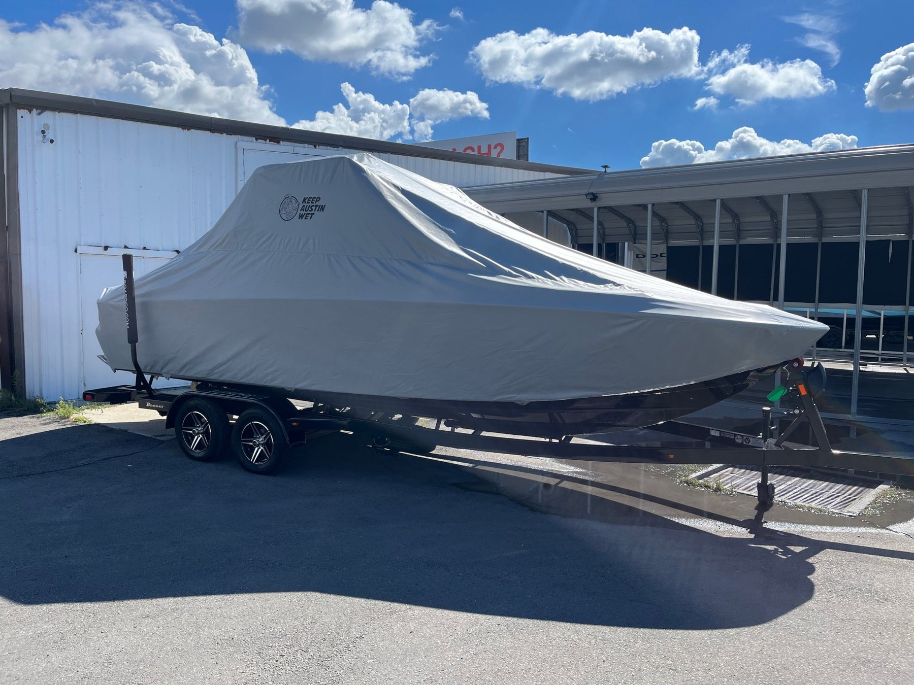 Supreme S240 With Battle Tower and FCT Bimini, Double Up Storage Cover - BoardCo