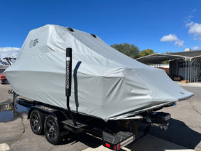 Supreme S240 With Battle Tower and FCT Bimini, Double Up Storage Cover - BoardCo